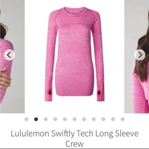 Lululemon Swiftly Tech Long Sleeve Crew women size 4, hot pink